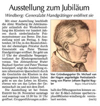 Ausstellung zum Jubiläum - Zeitungsartikel
