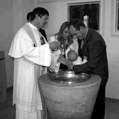 Taufe von Paul Martin Schiedermeier mit Taufpate P. Martin